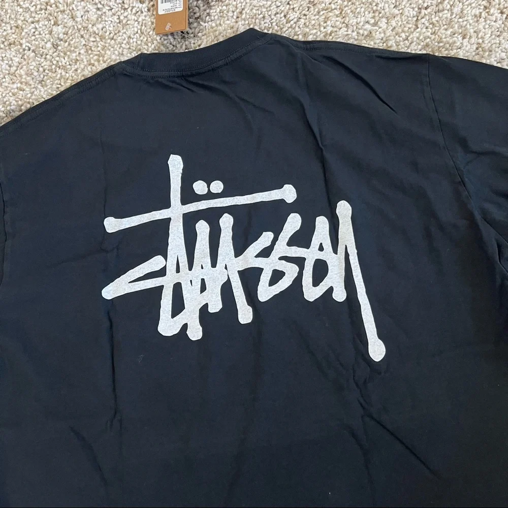🖤 NWT🖤 STUSSY Basic Pigment Dyed Black Tee - Picture 4 of 7